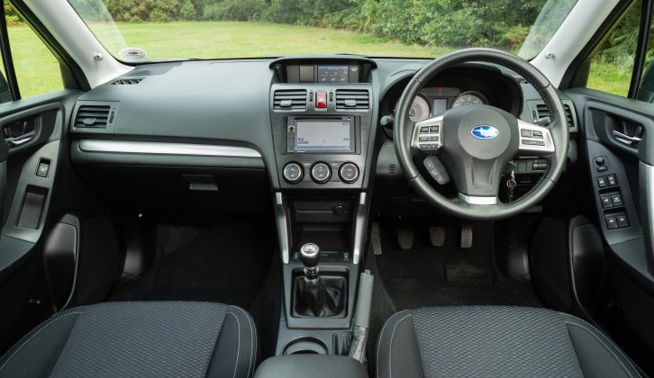 The Subaru Forester's dashboard is well-designed, but Practical Caravan's reviewers say the finish could be better