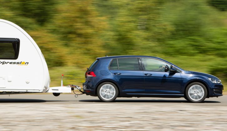The VW Golf provides speed and stability on the motorway, Practical Caravan's reviewers found