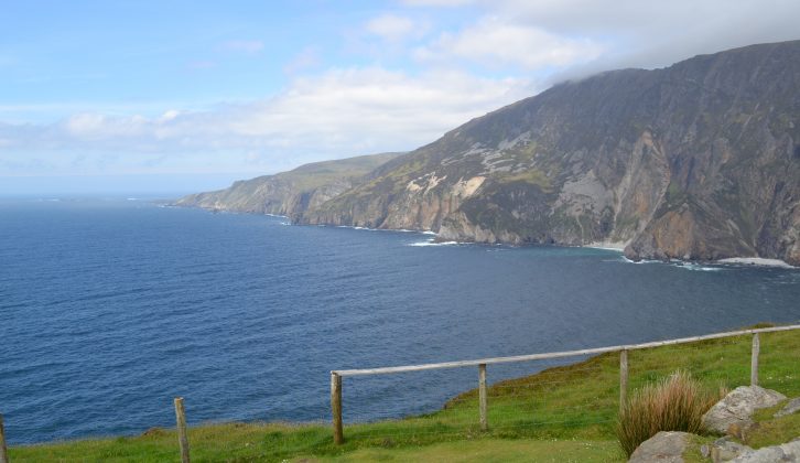 Towering over Donegal Bay are Slieve League cliffs, a spectacular sight to see during caravan holidays in Ireland