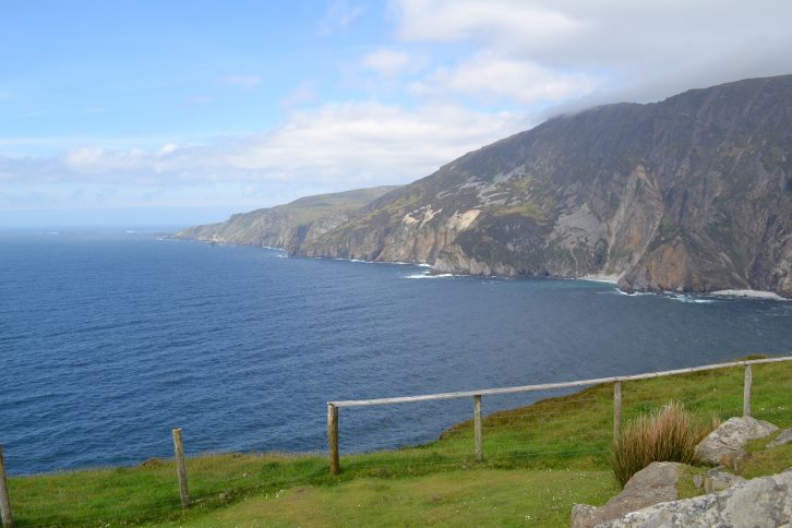 Towering over Donegal Bay are Slieve League cliffs, a spectacular sight to see during caravan holidays in Ireland