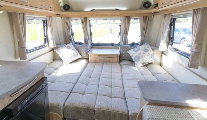The front lounge of the Coachman Vision 580/5 converts easily into a large double bed, report Practical Caravan's reviewers