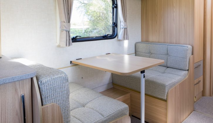 Practical Caravan's reviewers suggest that the offside dinette in the Coachman Vision 580/5 is ideal as a games table for youngsters or for a morning coffee before parents disassemble their double bed