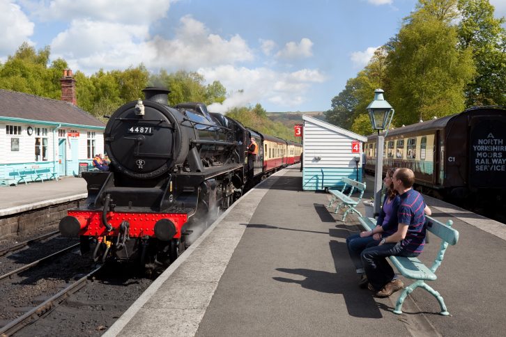 Take in the beautiful countryside in traditional style aboard the North Yorkshire Moors Railway 