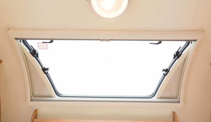 Practical Caravan's reviewers say the Bailey Pursuit 560-5's optional opening sunroof is tempting and it looks good from outside, but it is inelegantly finished inside