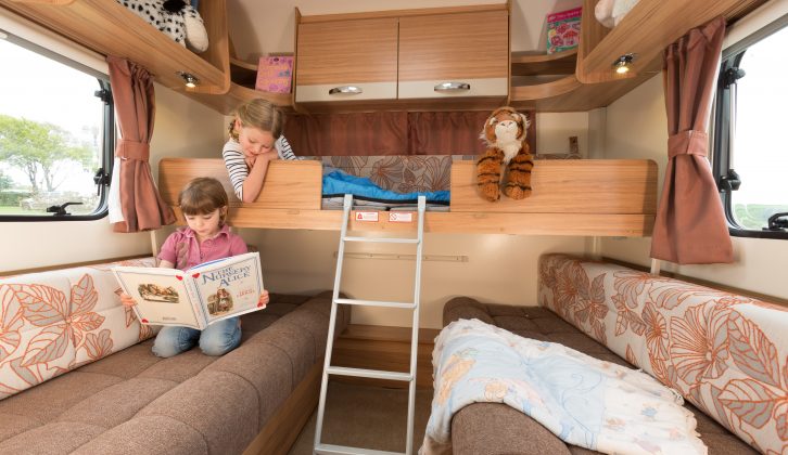 The fold-down bunk at the rear of the Bailey Pursuit 560-5 is ideal for occasional guests, reckon the Practical Caravan test team