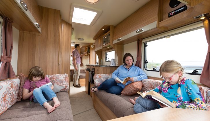 The attractive soft furnishings in the front lounge of the Bailey Pursuit 560-5 appealed to the test team at Practical Caravan