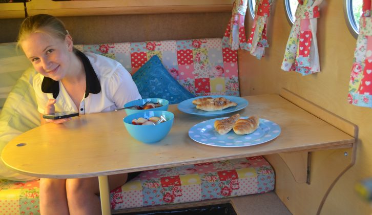 There was plenty of space for a comfortable meal in the Pod caravan – the girls enjoyed their breakfast all the more because of the view out of the 'boot'