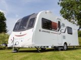 Here is the 2015 Bailey Unicorn Cadiz, a fixed-twin bed, two-berth caravan with new exterior graphics