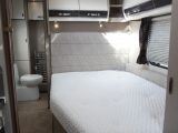 Here is the fixed double bed inside the Sterling Continental 630 which, like all Swift's fixed bed 2015 models, has a Duvalay Duvalite mattress