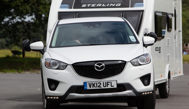 The Mazda CX-5 performed well in Practical Caravan's demanding lane-change test