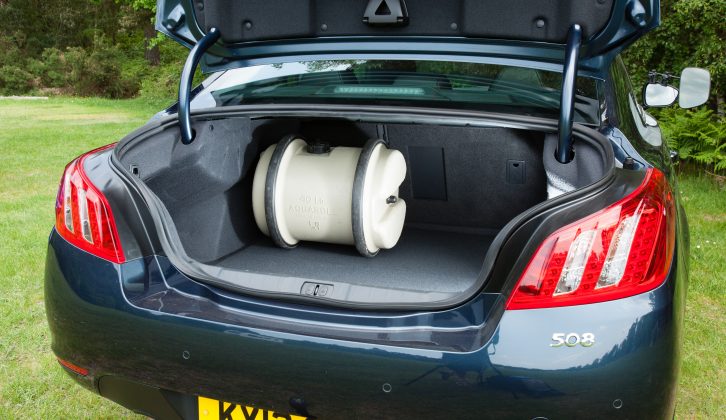 The Peugeot's 473-litre boot isn't all that generous, but it can be extended, note Practical Caravan's test team