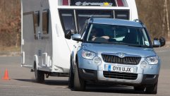The Yeti, towing a Swift tourer, performed ably and confidently through Practical Caravan's demanding lane-change test