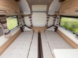 The front double bed in the 2015 Unicorn Cadiz measures 1.98m by 1.80m