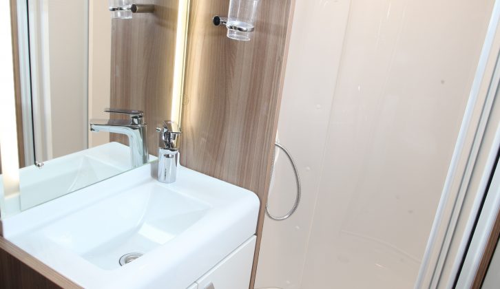 There are high quality details in the Elegance 565's roomy rear washroom