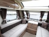 The fixed sunroof in the Swift Elegance 565's lounge ensures it is bright and airy at all times, the trim smart, too