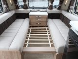 The front double bed in the Elegance is easy to put together