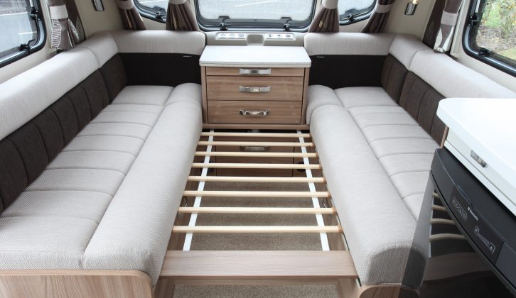 The front double bed in the Elegance is easy to put together