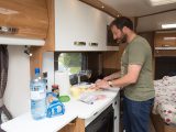 The kitchen of the Swift Elegance 570 is generous with workspace, storage options and equipment, testers for Practical Caravan note