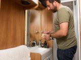 The attractive and spacious washroom in the Swift Elegance 570 impressed the reviewers from Practical Caravan