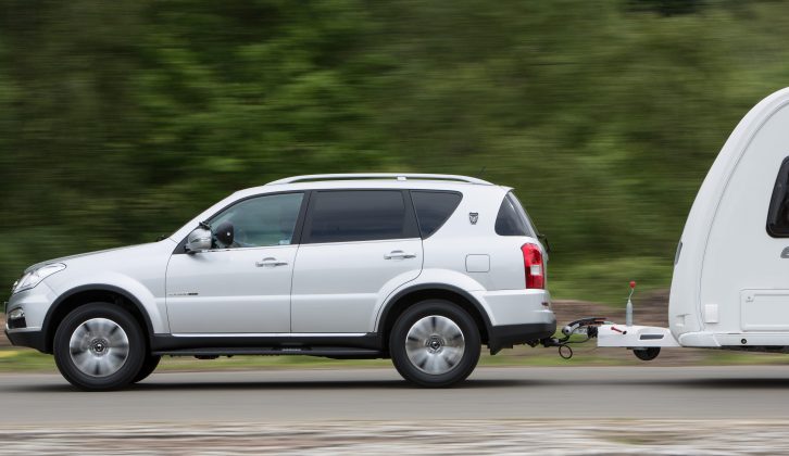 The SsangYong Rexton W is stable at speed, but it needs some steering correction, according to Practical Caravan's reviewers