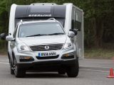 The big SsangYong Rexton W leaned heavily in Practical Caravan's lane-change test