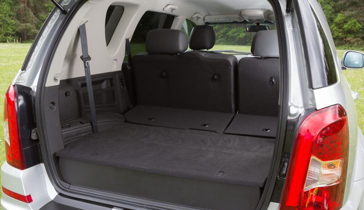 With all seven seats in use, the SsangYong Rexton W has a tiny boot, but this becomes an ample size when the third row is folded down, the Practical Caravan testers discovered
