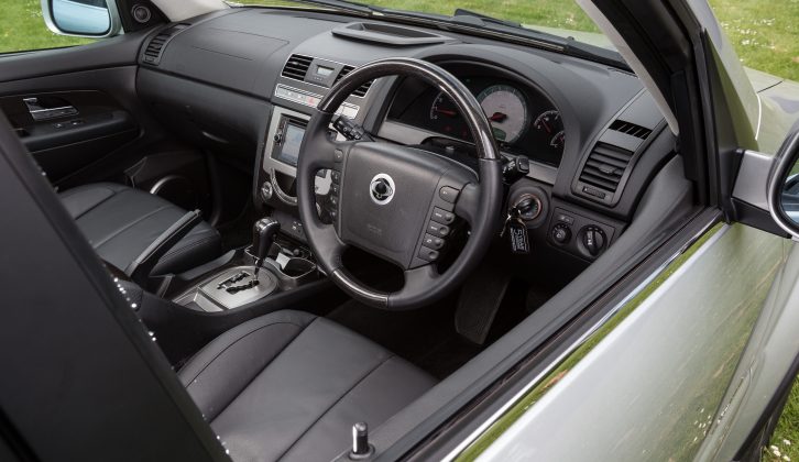 The driver's seat of the SsangYong Rexton W can be adjusted, but the steering wheel cannot be, limiting the driver's ability to fine-tune his or her position