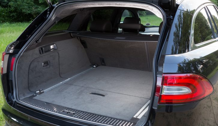 The boot of the Jaguar XF Sportbrake is large enough for most caravanners, say Practical Caravan's reviewers, but it doesn't come close to those of some luxury rivals