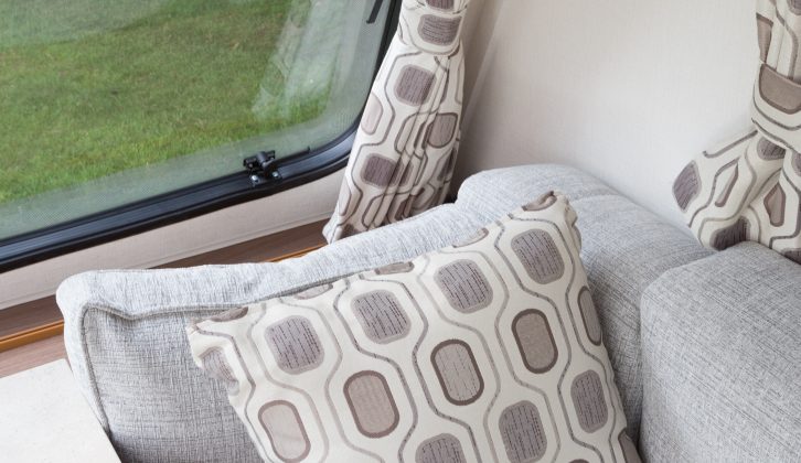 The soft furnishings in the Venus 540/4 combine well with the wallboard and cabinet work, too, say Practical Caravan's reviewers