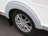 Grey skirts frame the attractive alloy wheels of the Elddis Affinity 554, while the shade is picked up by the front locker lid and the sunroof's surround, Practical Caravan reports