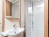 The Lunar Delta TI boasts an end washroom that is so spacious that the fully lined shower cubicle is more like one you'd find at home, rather than in a caravan
