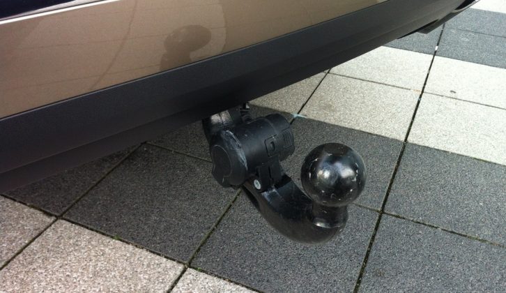 The VW's neat towball (£760 including 13-pin electrics) can be hidden away, easily swinging out when needed