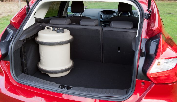 The boot of the Ford Focus has a minimum capacity of 316 litres, which isn't enough for the Practical Caravan team!