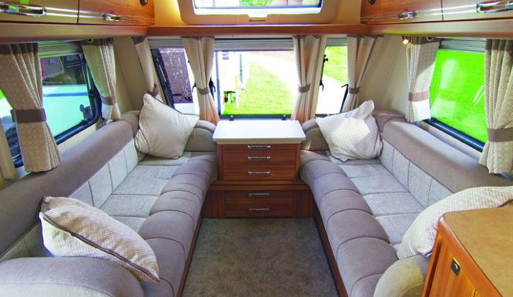 You'll never knock knees with the diners opposite in the 8ft-wide lounge, which is also flooded with light from the sunroof – read the Practical Caravan Buccaneer Cruiser review for the full story
