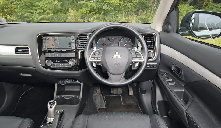 Paddles behind the steering wheel of the Mitsubishi Outlander PHEV control the regenerative braking – but what tow car potential does this hybrid have?