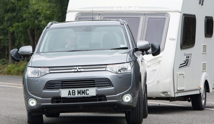 The PHEV was unperturbed by the movements of the caravan behind it in a simulated emergency manoeuvre