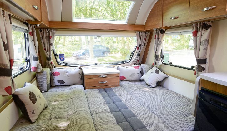 The lounge of the Swift Lifestyle 2 is large enough for the seat benches to double as twin beds, but the better arrangement is as an enormous double
