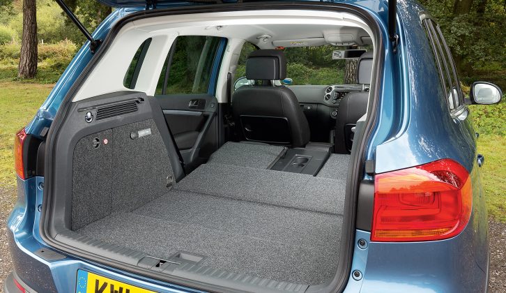 It's easy to extend the boot space in the VW Tiguan, however you're left with a sloping boot floor