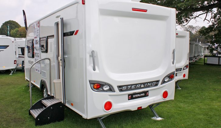 The alloy wheels hint at the delights in store when you step inside the family-friendly Sterling Eccles Sport 524 caravan