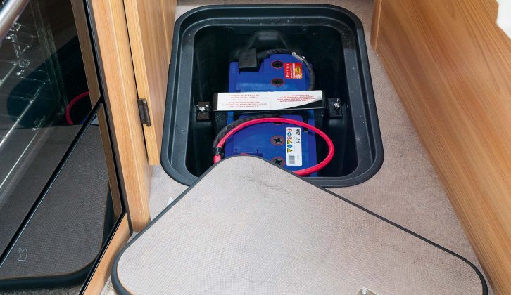 The central, underfloor battery box in the Bailey Unicorn II Valencia helps weight distribution