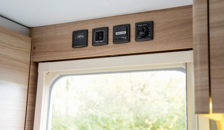 In the Adria Altea 4four Go Signature, the main controls are found directly above the entrance door