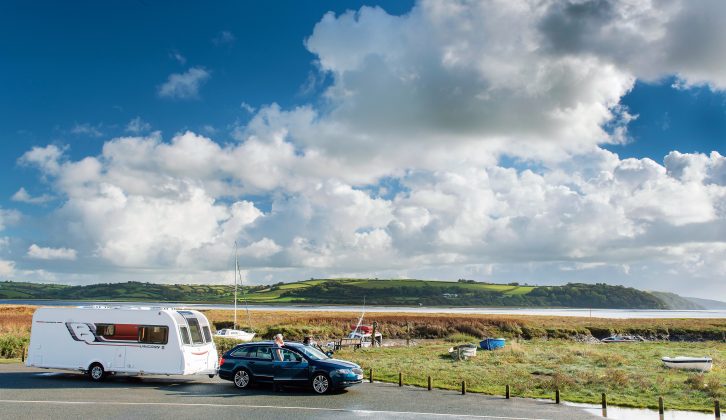 Our Bryony Symes and Claudia Dowell pause to admire the view from the base of Laugharne Castle in Pembrokeshire, during the Great Escape to Wales in our March issue of Practical Caravan