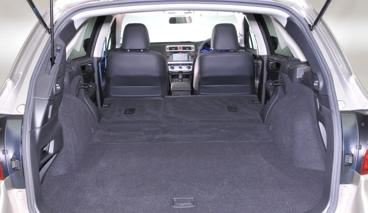 Folding the rear seats flat reveals a 1848-litre boot in the new Subaru Outback