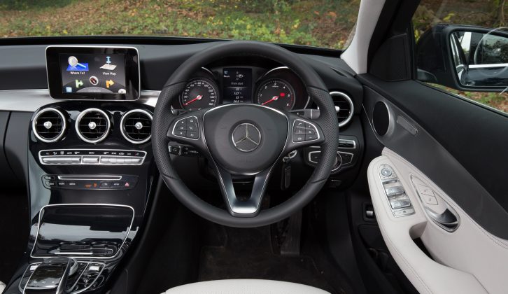 A stylish cabin with solid feeling switchgear inside this Mercedes C-Class estate