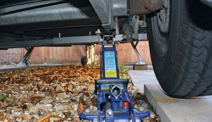 Maintenance ahead of your caravan holidays is crucial – a trolley jack can be used in some situations, but ensure it’s under the plates below the axle