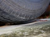 When checking your tourer's tyres, use the jack to raise the caravan until the tyre on your side is clear of the ground
