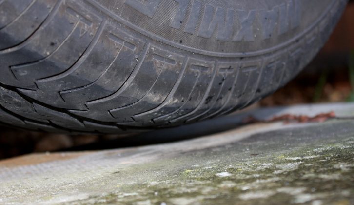 When checking your tourer's tyres, use the jack to raise the caravan until the tyre on your side is clear of the ground