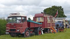 The living wagon is towed by a 1974 truck, which was painted to match the van’s livery