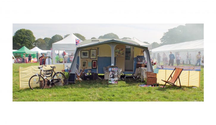 Nic's vintage caravan art gallery makes an impressive and attractive stand at shows
