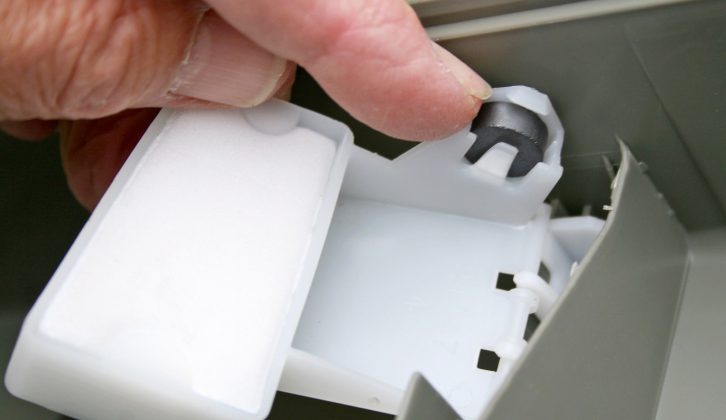 The hidden parts of a caravan toilet cassette, such as float mechanisms and magnets, can only be repaired by touch